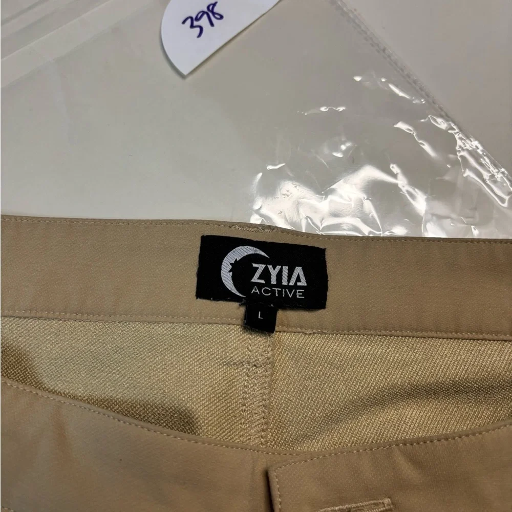 ZYIA Active Pants Mens Size Large Khaki Tan Office Chinos Stretch 36 Trail